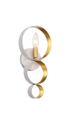 Crystorama - 581-MT-GA - One Light Wall Sconce - Luna - Matte White + Antique Gold