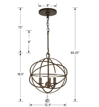 Solaris Three Light Mini Chandelier (9225-EB)