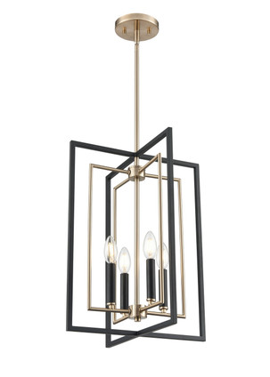 Millennium - 91704-MB/MG - Four Light Pendant - Noelle - Matte Black/Modern Gold
