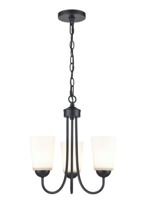 Millennium - 9803-MB - Three Light Chandelier - Ivey Lake - Matte Black