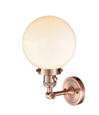 manufacturer_finish:Antique Copper|manufacturer_glass:Cased Matte White Beacon|light_output:220.00lm|color_temperature:2200K|cri:99