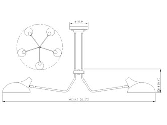 Bellamy Five Light Semi Flush Mount (1942-5SF-MB)