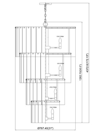 Glacier 18 Light Chandelier (1943-48MGLD)