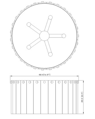 Glacier Five Light Flush Mount (1943F16-MGLD)