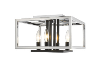 Z-Lite - 456F-CH-BK - Four Light Flush Mount - Quadra - Chrome + Matte Black