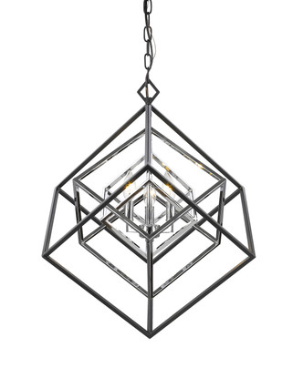 Z-Lite - 457-3CH-MB - Three Light Chandelier - Euclid - Chrome + Matte Black