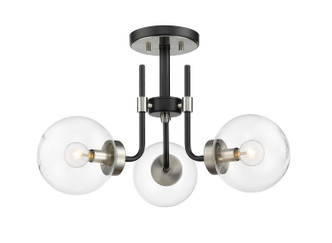 Z-Lite - 477-3SF-MB-BN - Three Light Semi Flush Mount - Parsons - Matte Black + Brushed Nickel