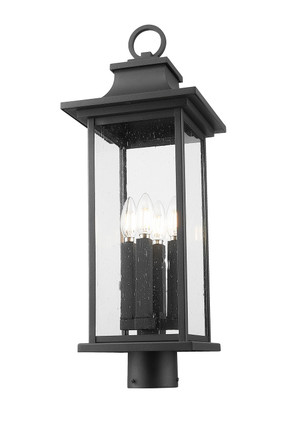 Tiberius Four Light Outdoor Post Mount Fixture (5017PHBR-BK)