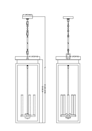 Nova Five Light Outdoor Chain Mount Ceiling Fixture (5018CHXL-BK)