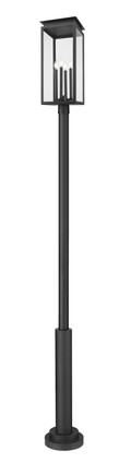 Z-Lite - 5018PHBR-5010P-BK - Four Light Outdoor Post Mounted Fixture - Nova - Black