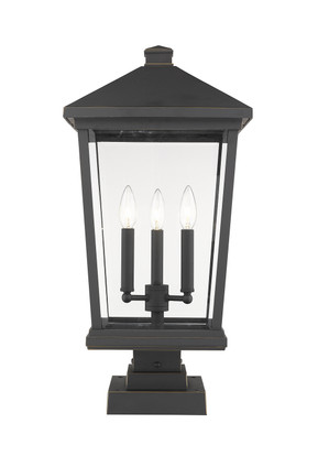 Z-Lite - 568PHXLS-SQPM-ORB - Three Light Outdoor Pier Mounted Fixture - Beacon - Oil Rubbed Bronze
