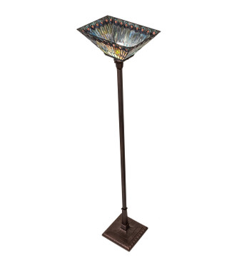 Tiffany Jeweled Peacock One Light Torchiere (251412) Tiffany Jeweled Peacock One Light Torchiere (251412)