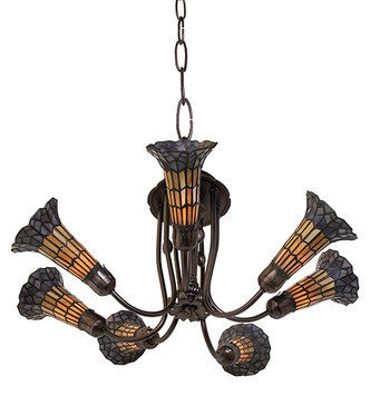 Stained Glass Pond Lily Seven Light Chandelier (251592)