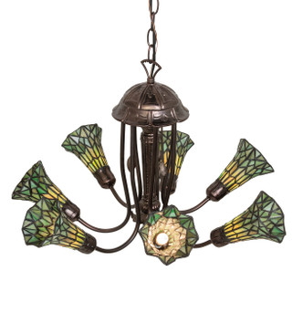 Stained Glass Pond Lily Seven Light Chandelier (251593)