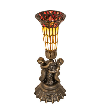 Meyda Tiffany - 251840 - One Light Mini Lamp - Stained Glass Pond Lily - Antique Brass