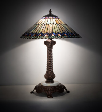 Tiffany Jeweled Peacock One Light Table Lamp (251928) Tiffany Jeweled Peacock One Light Table Lamp (251928)