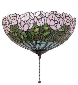 Tiffany Cabbage Rose Three Light Fan Light Fixture (254436)