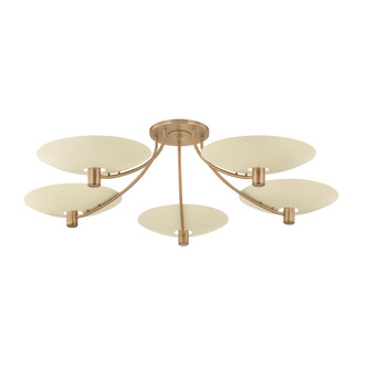 Troy Lighting - C1160-PBR/SSD - Five Light Semi Flush Mount - Wolfe - Patina Brass/Soft Sand