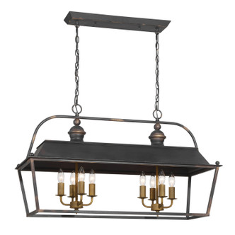 Golden - 0888-LP ABI - Eight Light Linear Pendant - Christoff - Antique Black Iron