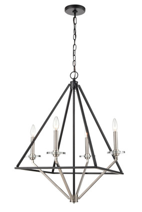 Innovations - 331-4CR-BSN - Four Light Chandelier - Raleigh - Black Satin Nickel