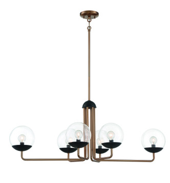 George Kovacs - P1506-416 - Six Light Island Pendant - Outer Limits - Painted Bronze With Natural Brushed Brass
