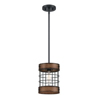 Westinghouse Lighting - 6117900 - One Light Pendant - Langston - Matte Black And Barnwood