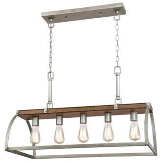 Westinghouse Lighting - 6351700 - Five Light Chandelier - Oak Lane - Barnwood And Galvanized Steel