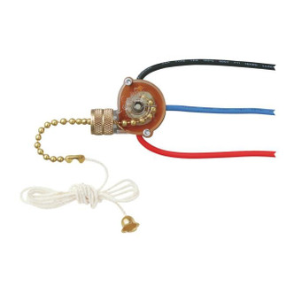 Westinghouse Lighting - 7705200 - 3-Way Fan Light Switch with Pull Chain - Fan Light Switch - Polished Brass