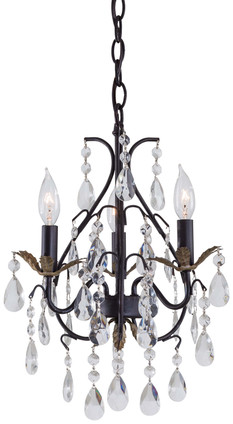 Minka-Lavery - 3122-301 - Three Light Mini Chandelier - Castlewood Walnut w/Silver Highlights Minka-Lavery - 3122-301 - Three Light Mini Chandelier - Castlewood Walnut w/Silver Highlights