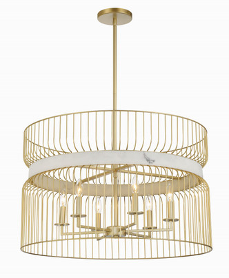 Minka-Lavery - 3396-754 - Six Light Pendant - Park Slope by Robin Baron - Nouveau Gold