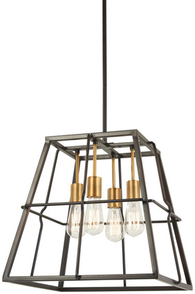 Minka-Lavery - 4763-416 - Four Light Pendant - Keely Calle - Painted Bronze w/Natural Brushed Brass Minka-Lavery - 4763-416 - Four Light Pendant - Keely Calle - Painted Bronze w/Natural Brushed Brass