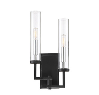 Savoy House - 9-2134-2-67 - Two Light Wall Sconce - Folsom - Matte Black w/Polished Chrome Accents