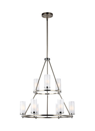 Generation Lighting - F2987/9SN/CH - Nine Light Chandelier - Jonah - Satin Nickel / Chrome