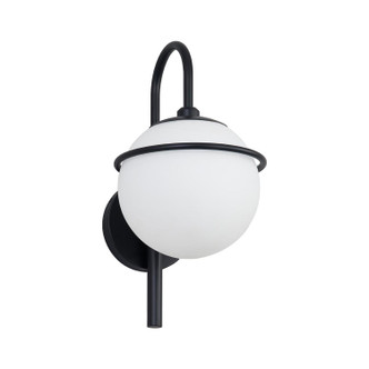 Fusion One Light Outdoor Wall Sconce (FSN-7112W-OPAL-MBLK)