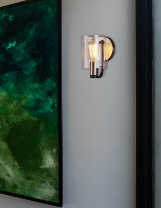 Fusion One Light Wall Sconce (FSN-8081-CLER-MBBR)
