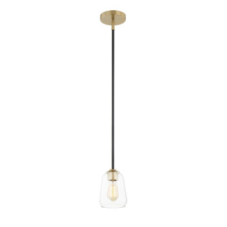 Justice Designs - FSN-8103-CLER-MBBR - One Light Pendant - Fusion - Matte Black w/ Brass