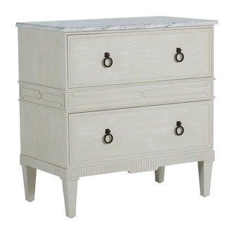 Gabby - SCH-169275 - Nightstand - Archie - Cerused White|Agros White Stone|Antique Bronze