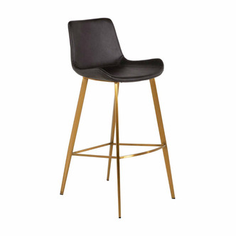 Gabby - SCH-192300 - Bar Height Stool - Hines - Charcoal Brown Leather|Stainless Gold