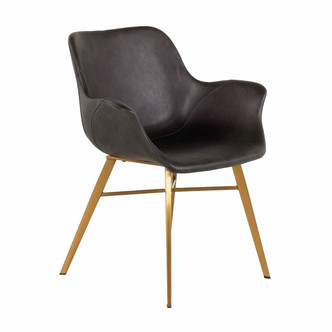 Gabby - SCH-192351 - Dining Chair - Channing - Charcoal Brown Leather|Stainless Gold
