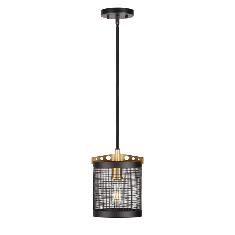 Forte - 7119-01-62 - One Light Mini Pendant - Takoma - Black and Soft Gold