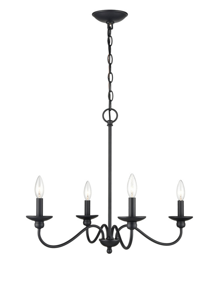 Millennium - 4384-MB - Four Light Chandelier - Delvona - Matte Black