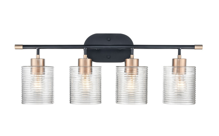 Millennium - 9414-MB/MG - Four Light Vanity - Renitta - Matte Black/Modern Gold