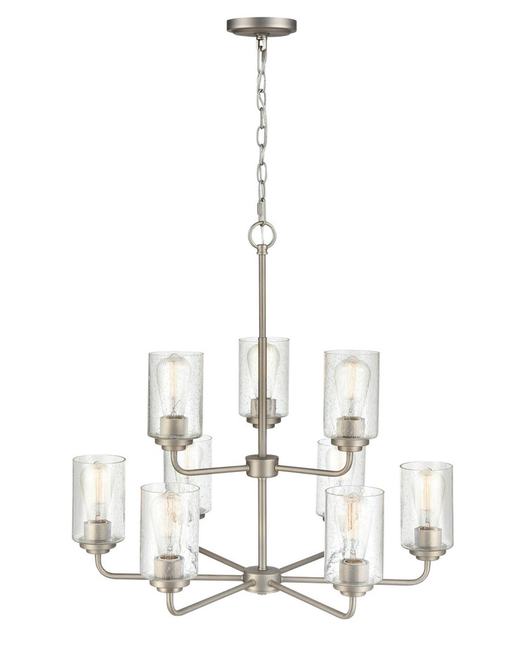 Millennium - 9609-SN - Nine Light Chandelier - Moven - Satin Nickel