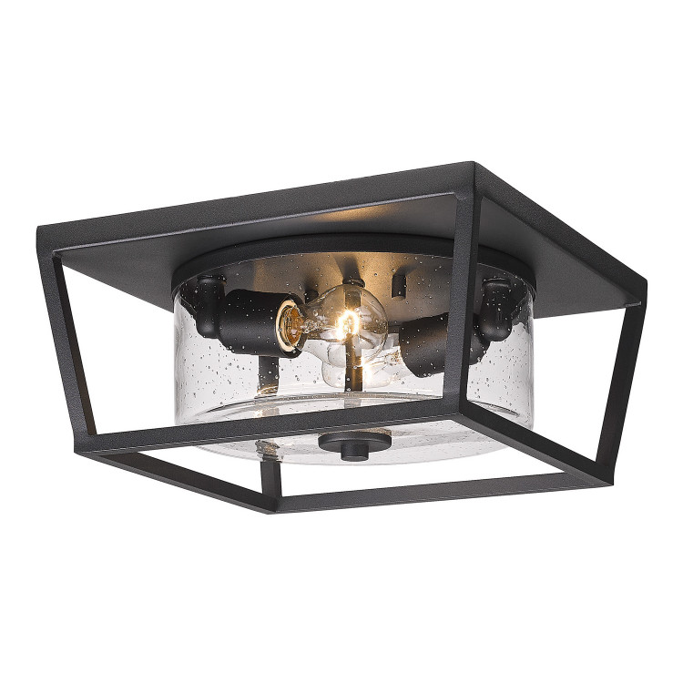 Golden - 4309-OFM NB-SD - Two Light Outdoor Flush Mount - Mercer - Natural Black