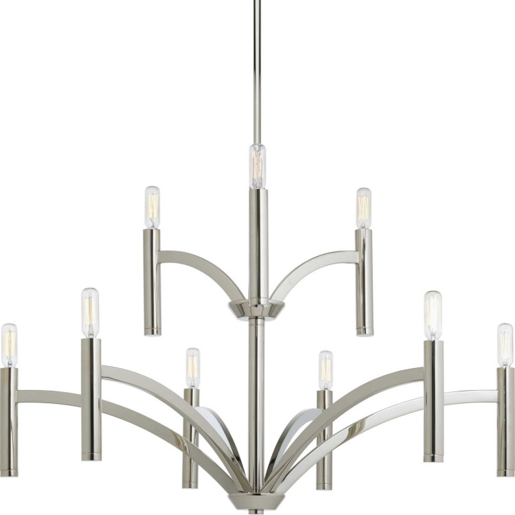 Progress Lighting - P4719-104 - Nine Light Chandelier - Draper - Polished Nickel