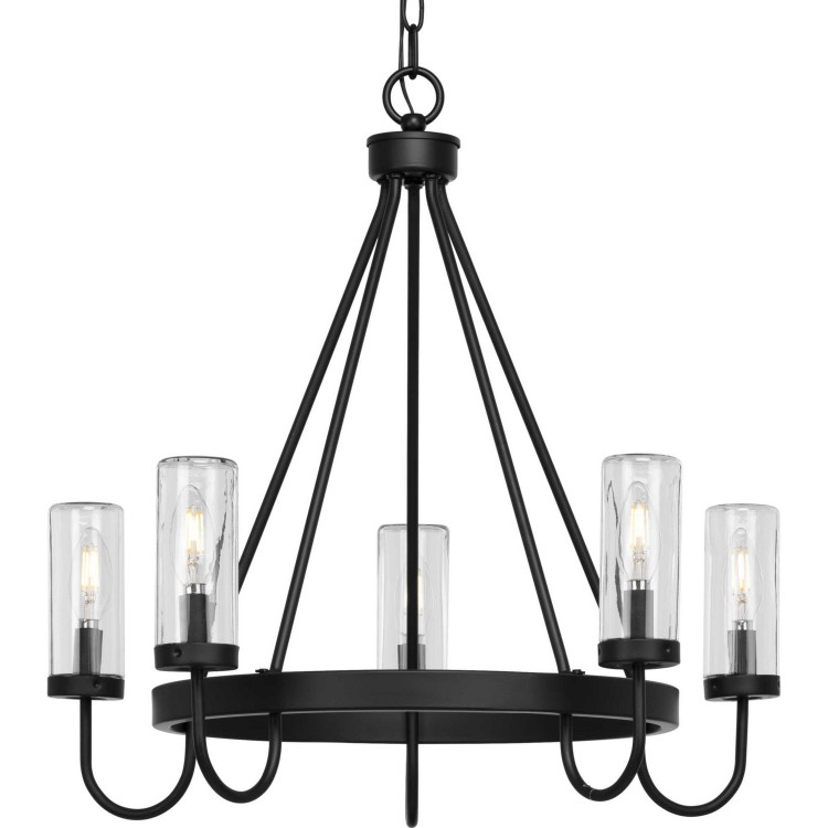 Progress Lighting - P550130-31M - Five Light Outdoor Chandelier - Swansea - Matte Black