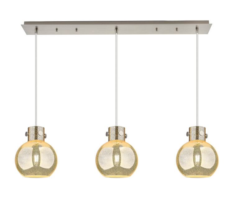 Innovations - 123-410-1PS-SN-G410-8ME - Three Light Linear Pendant - Newton - Brushed Satin Nickel