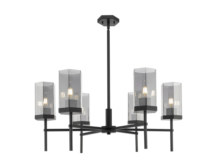 Innovations - 463-6CR-BK-G463-8SM - Six Light Chandelier - Downtown Urban - Matte Black