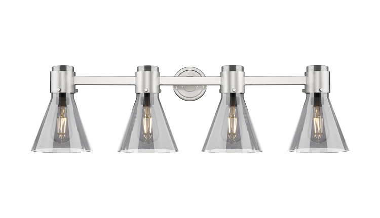 Innovations - 464-4W-SN-G464C-7SM - Four Light Bath Vanity - Downtown Urban - Satin Nickel