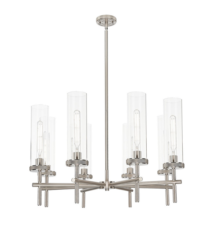Innovations - 471-8CR-SN-G471-12CL - Eight Light Chandelier - Downtown Urban - Satin Nickel
